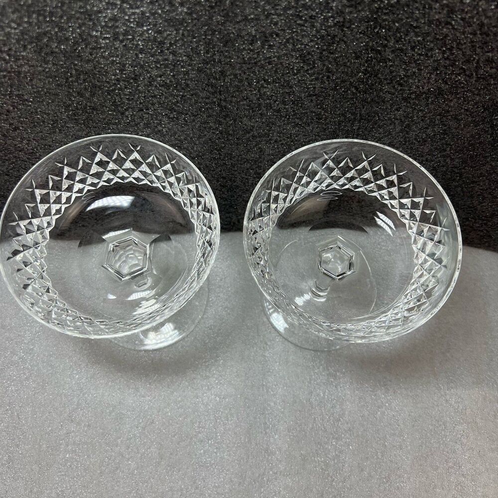 WATERFORD Crystal ALANA Champagne Tall Sherbet Glass 4 1/8" IRELAND~set Of 2 - Picture 2 of 7